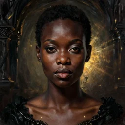 portrait of an african witch, short hair, beautiful, stunning, detailled, art by artgerm and greg rutkowski, by luis royo, by pixar, by myazaki, gothic, final fantasy, fantasy, medieval