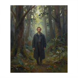 steve buscemi in a fairytale forest. gouache fairytale art, russian romanticism, muted palette, backlighting, depth of field