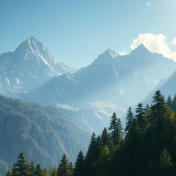brightly lit scene. mountains and trees. this 4 k hd image is trending on artstation, featured on behance, well - rendered, extra crisp, features intricate detail, epic composition and the style of unreal engine