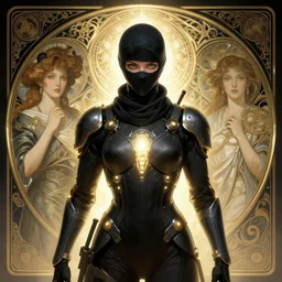 symmetry!! portrait of ninja, sci - fi, tech wear, glowing lights!! intricate, elegant, highly detailed, digital painting, artstation, concept art, smooth, sharp focus, illustration, art by artgerm and greg rutkowski and alphonse mucha, 8 k