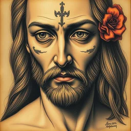 face tattoo, by leonardo da vinci