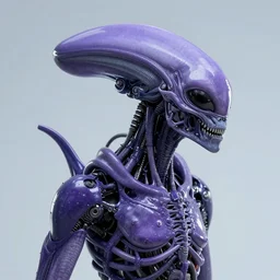 photorealistic image of a purple cybernetic alien