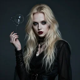 modeling photograph kerli koiv, blonde, beautiful, dark, mysterious, bubble goth