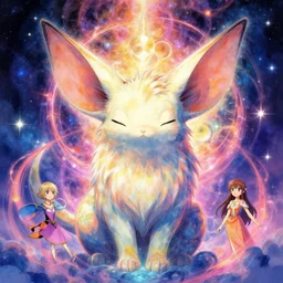 magical spirit pet closes ears, fantasy, by inio asano, beeple and james jean, aya takano color style, 4 k, super detailed, digital art, digital painting, celestial, majestic, colorful
