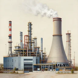 constructivist artwork of a power factory