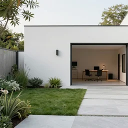 beautiful garden minimal with garage, work studio