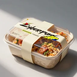 a package, cyberpunk food, close - up,
