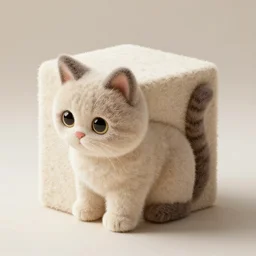 a a cat in the shape of a cube