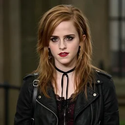 color shot of emma watson, goth style 2 0 0 0, detailed