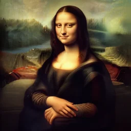 A badass photo of monalisa walking in a movie, perfect faces