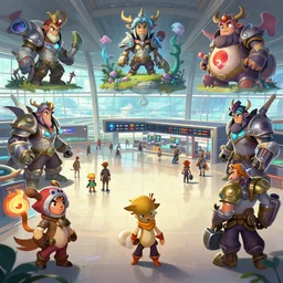 photo cartoon illustration comic manga painting of airport environement : 6 fantasy environement, digital painting, volumetric lighting by feng zhu, 3 d alejandro alvarez alena aenami artworks in 4 k beeple, by thomas kinkade hearstone league of legends dofus overwatch