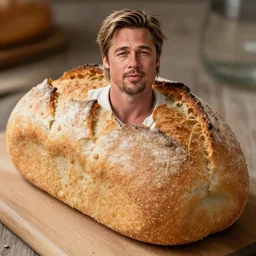 photo of fresh bread styled like brad pitt, 8 k