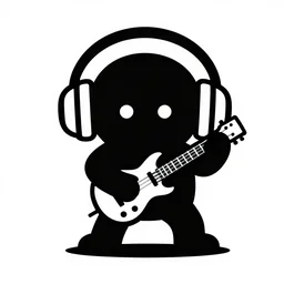 a Star-Wars-Chubacca, svg sticker, vector art, wearing headphones, jamming to music