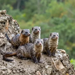 family photo of mongooses at a muddy cliff, still from the BBC Earth documentary (2018)