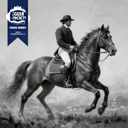 a black and white photo of a man on a horse, an ambient occlusion render by frederic remington, cgsociety contest winner, fantasy art, matte drawing, vray, matte painting