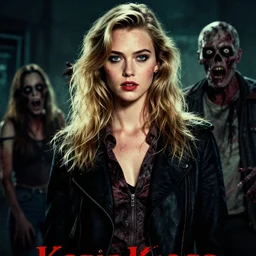 movie poster of Karlie Kloss staring in a 1980 horror movie, zombie themed, by artgerm and greg rutkowski