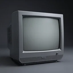 a highly realistic grey crt tv, perspective, studio lighting, 3 d render