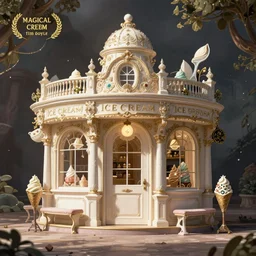 magical ice cream shop, intricate illustration by tim doyle