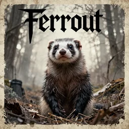 album cover for a ferret themed metal band, album cover