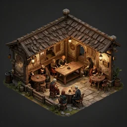 medieval tavern, isometric view, game art, game dev, concept, extremely high detail, photo realistic, cinematic lighting, post processed, concept art, artstation, matte painting, style by eddie mendoza, raphael lacoste, alex ross