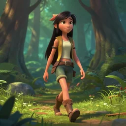 ahri from league of legends walking in a forest in the croods movie style, anime, disney, pixar, 8 k, hd, dof, kodak film, volumetric lighting, subsurface scattering, photorealistic, octane render, details