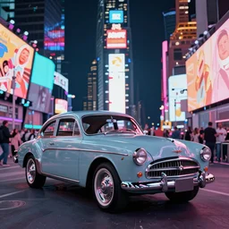 vintage cars in times square at night, grand theft auto liberty city vibes, vaporwave, grand theft auto, photorealistic hyperdetailed 3 d matte painting, hyperrealistic, cinematic, unrealengine octane render, silent hill,