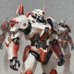 a portrait of epic mechanical futuristic war army with red and white accent highly detailed, digital painting, concept art, smooth, sharp focus, illustration, art by greg rutkowski