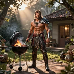 kratos at a backyard barbecue