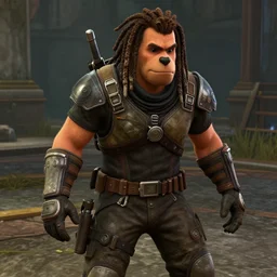game screenshot of woolie madden in the mass effect with dreadlocks