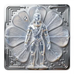 at Khajuraho, godes, mdae from matchsticks Shiva, translucent, SSS, transparent, veins, xray, vaporwave, flat shaped chrome relief, fossil, mechanic bionic fungus flower cyberpunk cats skeleton mechabot, maze, tubes, joints, buttons, gears, relief by Goga Tandashvili, artstation, cgsociety