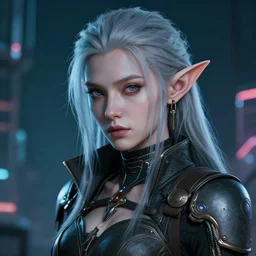portrait of an elf in a cyberpunk style, digital art, highly-detailed artstation cgsociety masterpiece