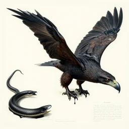 a victorian naturalist's illustration of an oily pterodactyl - hawk - serpent, dripping with black oil, labels and notes, high detail, ultrasharp detail