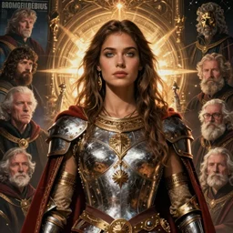 hyper realistic photography portrait of medieval religious occult space paladin amazon cinematic, brom, moebius, peter mohrbacher, juan gimenez, james gurney, greg rutkowski comic cover artstation