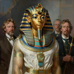 a painting super sonic dressed as a pharaoh, an ultrafine detailed painting by zha shibiao, austin osman spare, roberto ferri, william waterhouse and tom bagshaw. cgsociety, fantasy art, detailed painting, chiaroscuro, rococo