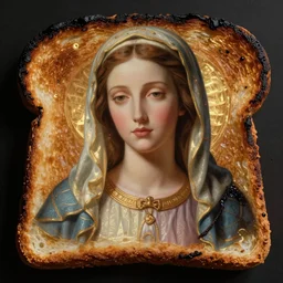 toast burned with virgin mary portrait