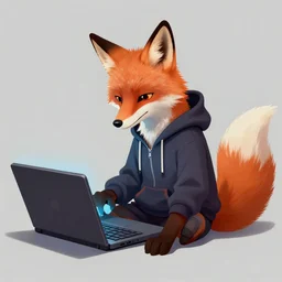 a concept art of anthropomorphic fox in a hoodie hacking a notebook, artstation, digital art, oc commission, style by jordan grimmer and greg rutkowski