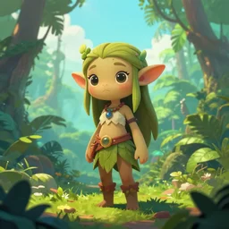 cute dryad amazon, utopian tropical forest, lush sky, digital fantasy art, trending on artstation