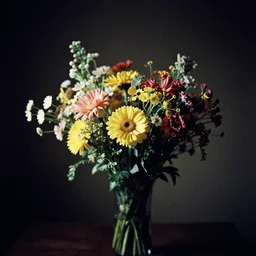 a beautiful aesthetic bouquet of fresh flowers from central india, 1 9 9 0 s, still life, by alex webb, by gregory crewdson, featured on architecture daily, shot on large format film, 3 5 mm film, grainy, chiaroscuro, cinematic composition, beautiful volumetric lighting, no frames