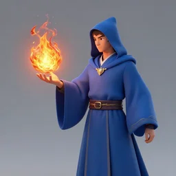 Who : a mage with a blue robe casting a fire ball ; Face and hair : Amber Heard ; Body type : Kim Kardashian ; Clothes : covering ; IMPORTANT : Hearthstone official splash art, award winning, trending in category \'hyperdetailed\'