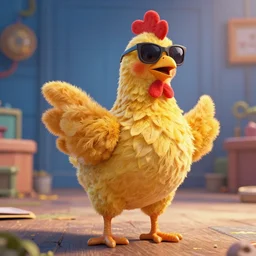 movie - poster for the return of the funky chicken featuring a dancing funky chicken wearing sunglasses