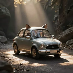 small car that has cat ears and whiskers
