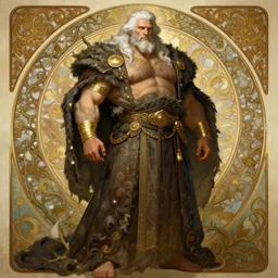painted portrait of rugged ian bohen, [ white hair ] [ gold armbands ] masculine mature mountain vines handsome imposing, body hair, full body burly robe fantasy intricate elegant extremely detailed digital painting trending artstation concept art sharp focus illustration art by alphonse mucha greg rutkowski craig mullins