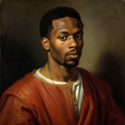 renaissance painting of the rapper 3 0 year old busta rhymes!!!, biblical character portrait, oil on canvas by leonardo da vinci