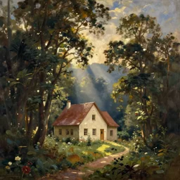 a beautiful place where i go to hide, painting by Felix Kelly and Gil Elvgren and Thomas Kinkade