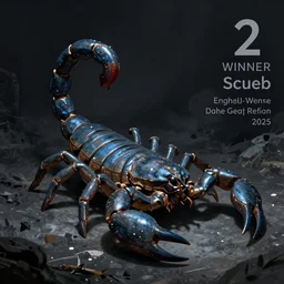 humanized version of the zodiac sign of the Scorpion, fantasy drawing, concept art, artstation winner, procreate, low energy, high contrast, dark background, blue and gray colors