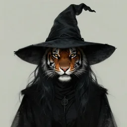 portrait of a dark witch with a tiger's face by greg rutkowski, dark fantasy, trending on artstation