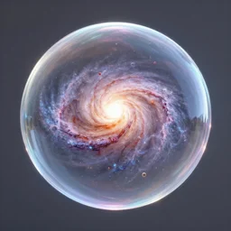 spiral galaxy in a soap bubble, octane render, HD, volumetric lighting, high details