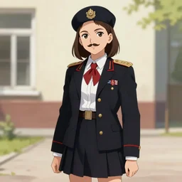 joseph stalin i a school girl outfit, anime styled digital art