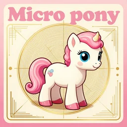 album cover for a band called Micro pony retro, outrun, synthwave, 70's, detailed, intricate, golden ratio