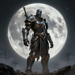 moon warrior, fantasy apocalypse, digital art, 4 k, mmo